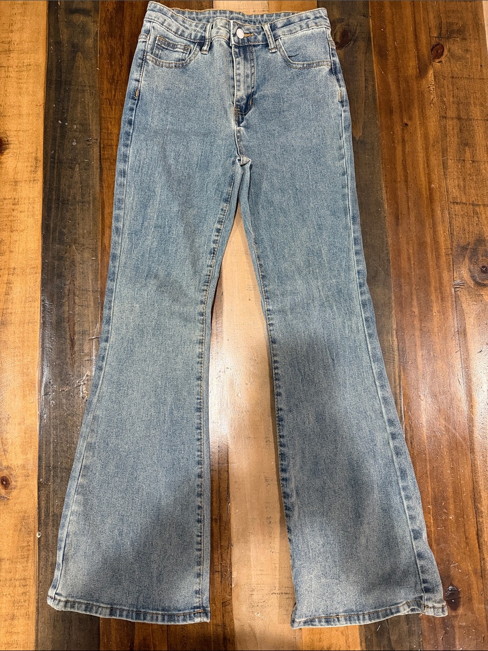 SHEIN Light Blue Flare Wide-Leg Jeans